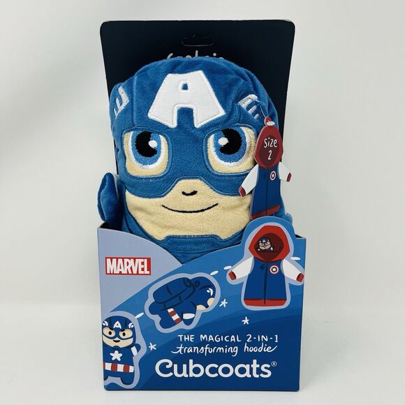 Cubcoats 2T Captain America Hoodie Jacket Transforming Fleece Plush Marvel New - Picture 1 of 9